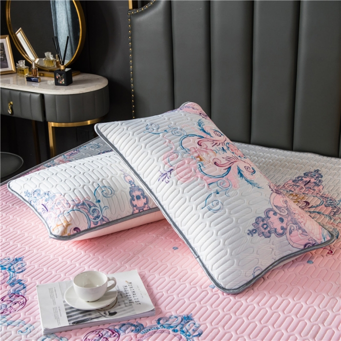 91家纺网 家纺一手货源 找家纺 威克凯丽 2021新款凉感丝印花乳胶凉席 花未眠