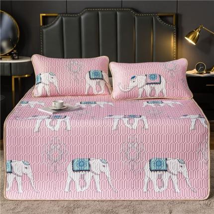威克凯丽 2021新款凉感丝印花乳胶凉席 吉象-粉