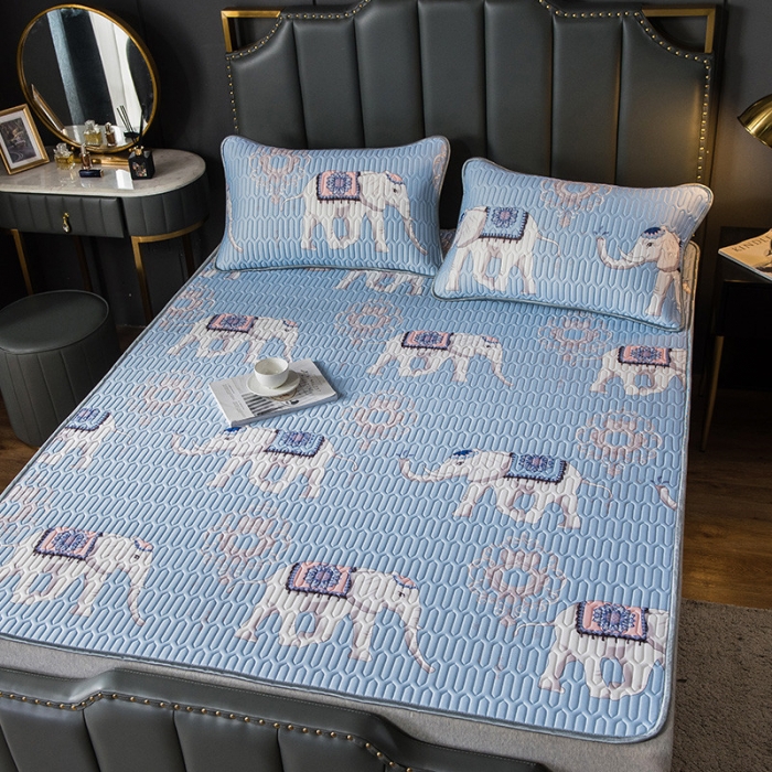 91家纺网 家纺一手货源 找家纺 威克凯丽 2021新款凉感丝印花乳胶凉席 吉象-紫