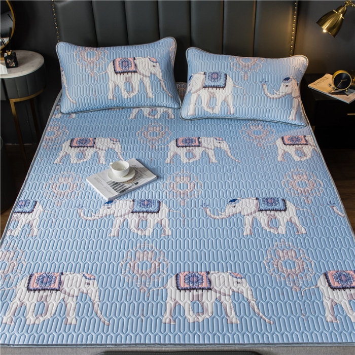 91家纺网 家纺一手货源 找家纺 威克凯丽 2021新款凉感丝印花乳胶凉席 吉象-紫