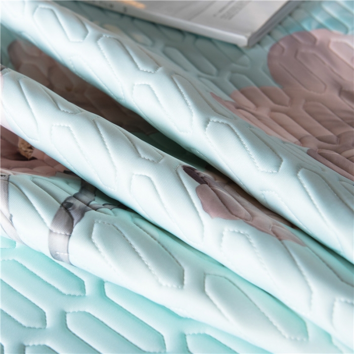 91家纺网 家纺一手货源 找家纺 威克凯丽 2021新款凉感丝印花乳胶凉席 夹竹桃