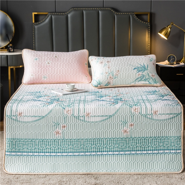 91家纺网 家纺一手货源 找家纺 威克凯丽 2021新款凉感丝印花乳胶凉席 梦竹林