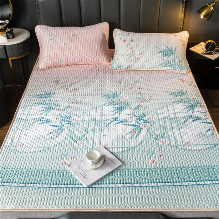 91家纺网 家纺一手货源 找家纺 威克凯丽 2021新款凉感丝印花乳胶凉席 梦竹林