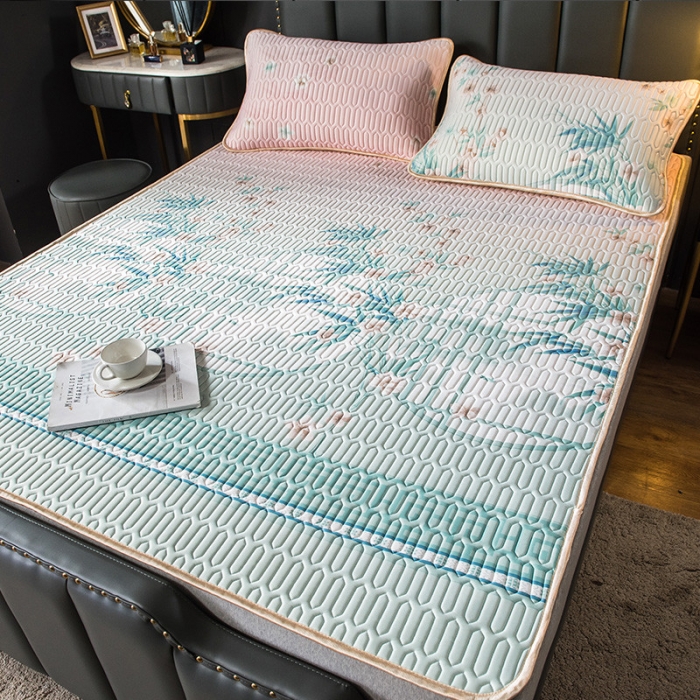 91家纺网 家纺一手货源 找家纺 威克凯丽 2021新款凉感丝印花乳胶凉席 梦竹林