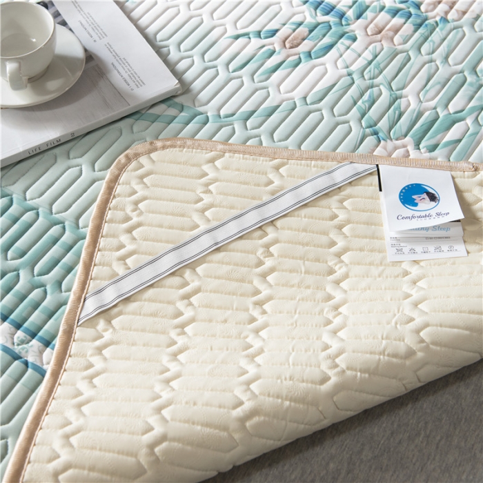 91家纺网 家纺一手货源 找家纺 威克凯丽 2021新款凉感丝印花乳胶凉席 梦竹林