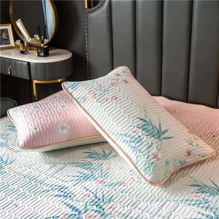 91家纺网 家纺一手货源 找家纺 威克凯丽 2021新款凉感丝印花乳胶凉席 梦竹林