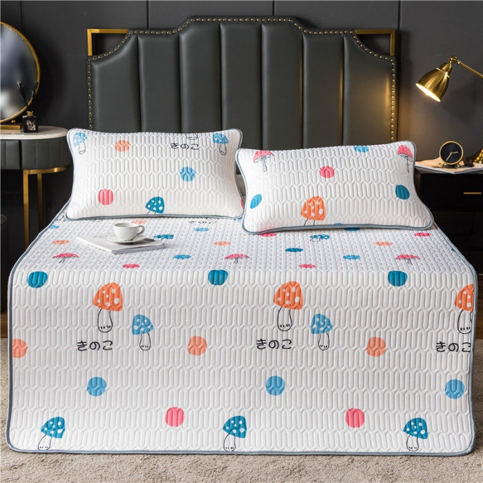 91家纺网 家纺一手货源 找家纺 威克凯丽 2021新款凉感丝印花乳胶凉席 七彩菇