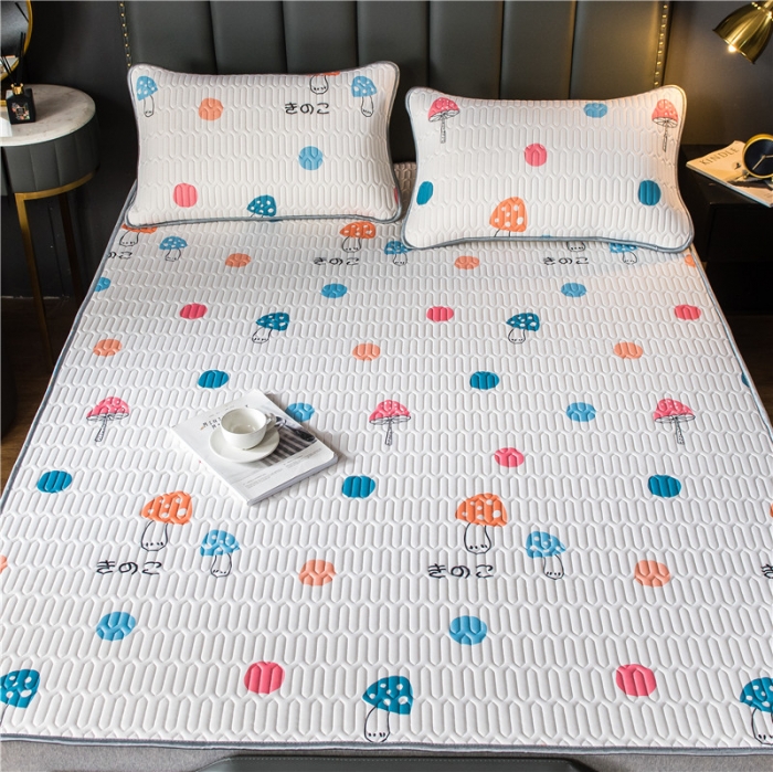 91家纺网 家纺一手货源 找家纺 威克凯丽 2021新款凉感丝印花乳胶凉席 七彩菇