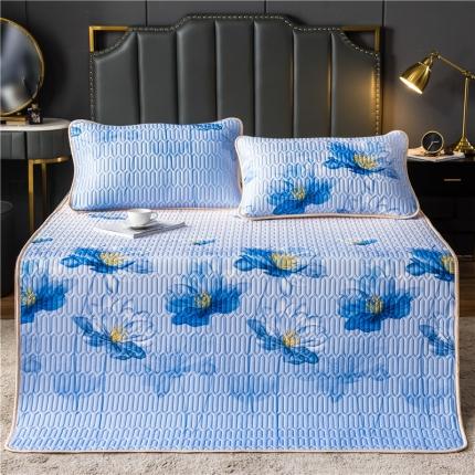 威克凯丽 2021新款凉感丝印花乳胶凉席 千瓣莲-紫