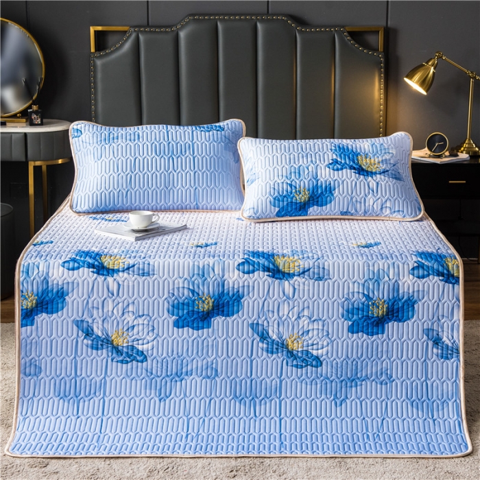 91家纺网 家纺一手货源 找家纺 威克凯丽 2021新款凉感丝印花乳胶凉席 千瓣莲-紫