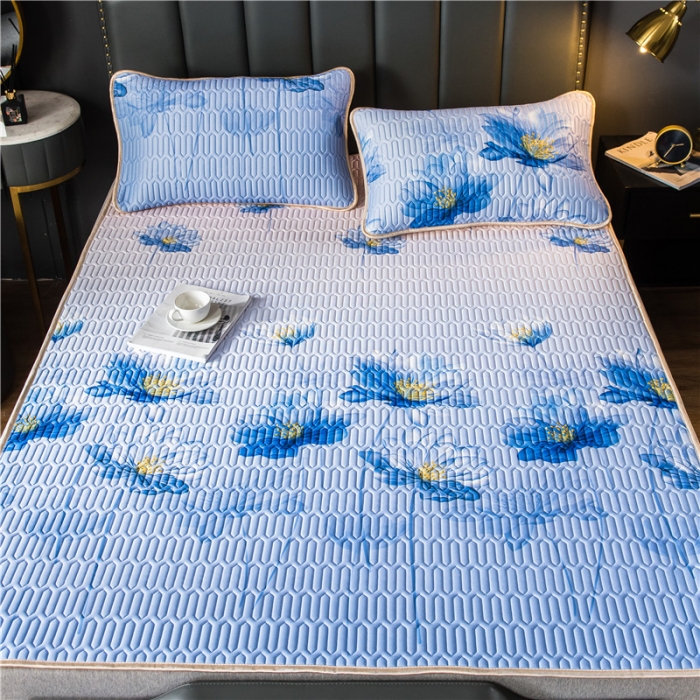 91家纺网 家纺一手货源 找家纺 威克凯丽 2021新款凉感丝印花乳胶凉席 千瓣莲-紫