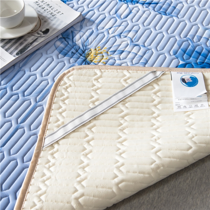 91家纺网 家纺一手货源 找家纺 威克凯丽 2021新款凉感丝印花乳胶凉席 千瓣莲-紫