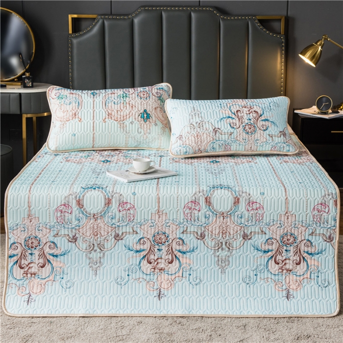 91家纺网 家纺一手货源 找家纺 威克凯丽 2021新款凉感丝印花乳胶凉席 所罗门