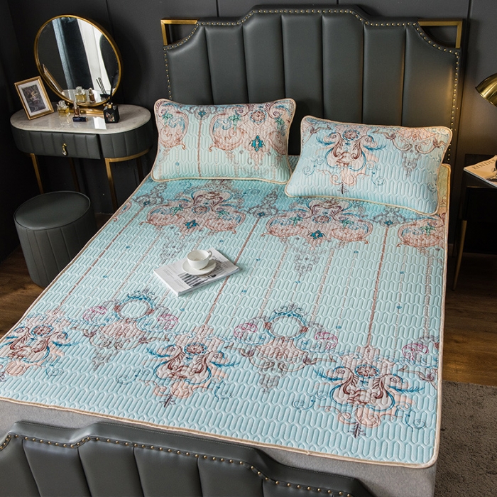 91家纺网 家纺一手货源 找家纺 威克凯丽 2021新款凉感丝印花乳胶凉席 所罗门