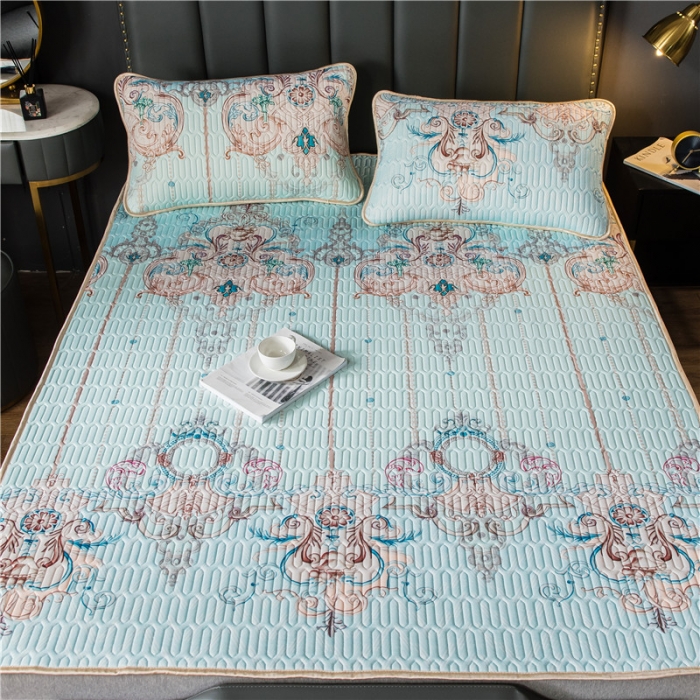 91家纺网 家纺一手货源 找家纺 威克凯丽 2021新款凉感丝印花乳胶凉席 所罗门