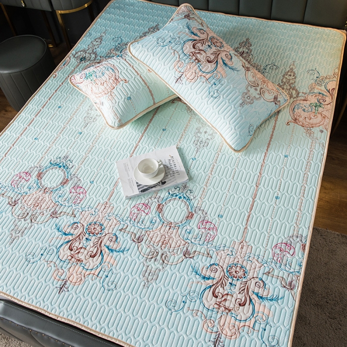 91家纺网 家纺一手货源 找家纺 威克凯丽 2021新款凉感丝印花乳胶凉席 所罗门