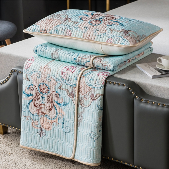 91家纺网 家纺一手货源 找家纺 威克凯丽 2021新款凉感丝印花乳胶凉席 所罗门