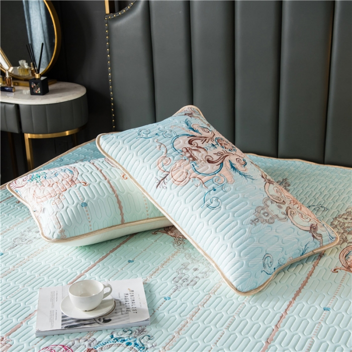 91家纺网 家纺一手货源 找家纺 威克凯丽 2021新款凉感丝印花乳胶凉席 所罗门