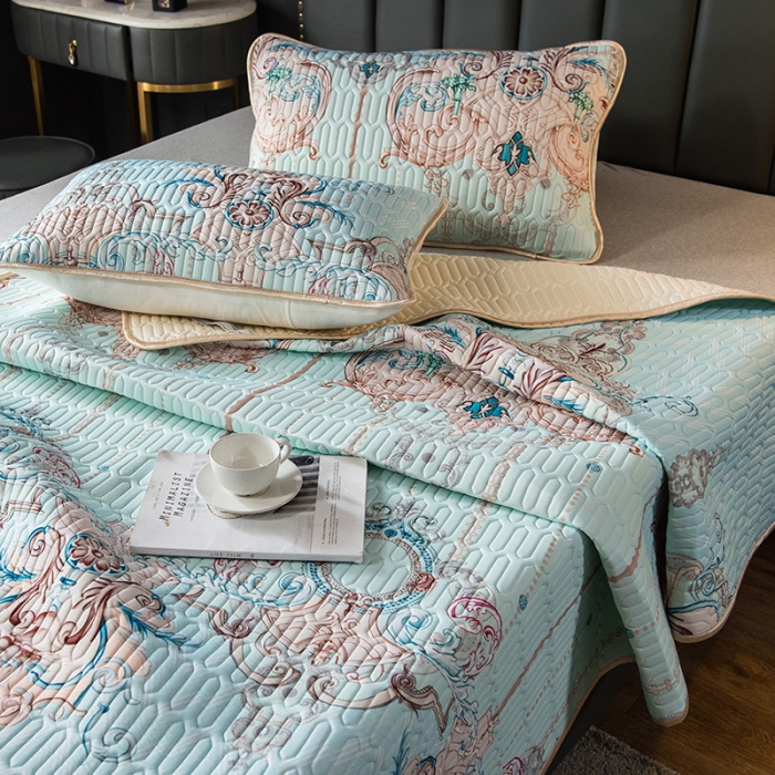 91家纺网 家纺一手货源 找家纺 威克凯丽 2021新款凉感丝印花乳胶凉席 所罗门