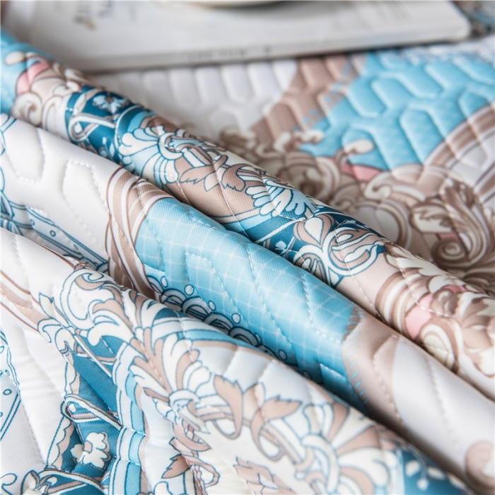 91家纺网 家纺一手货源 找家纺 威克凯丽 2021新款凉感丝印花乳胶凉席 同心结