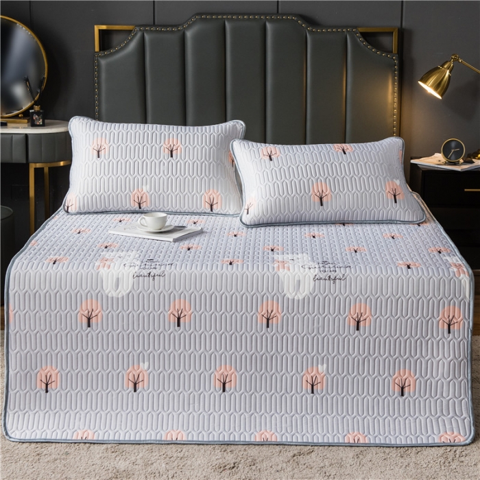 91家纺网 家纺一手货源 找家纺 威克凯丽 2021新款凉感丝印花乳胶凉席 微笑熊-灰