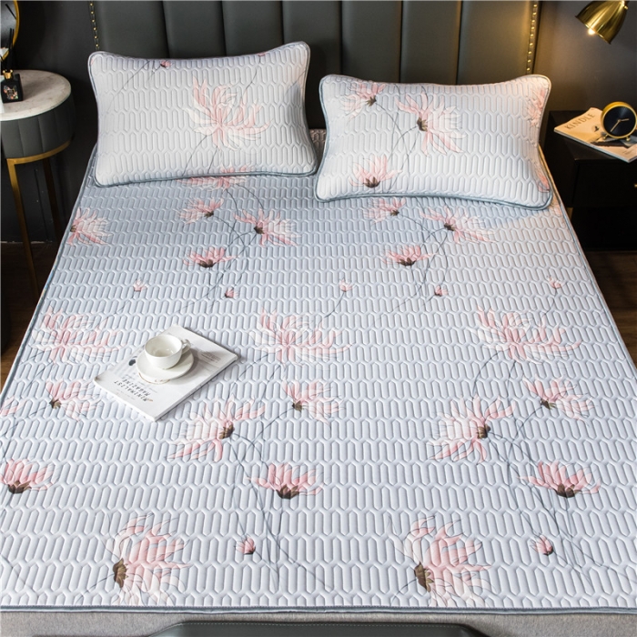 91家纺网 家纺一手货源 找家纺 威克凯丽 2021新款凉感丝印花乳胶凉席 文珠兰