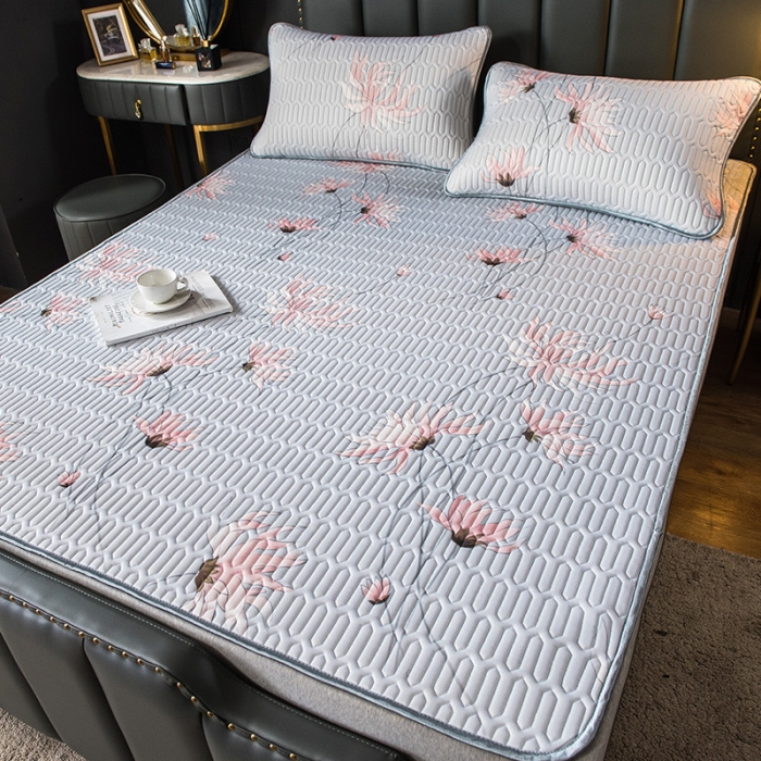 91家纺网 家纺一手货源 找家纺 威克凯丽 2021新款凉感丝印花乳胶凉席 文珠兰