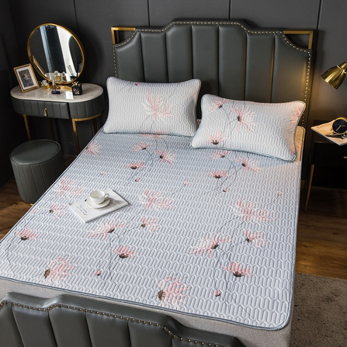 91家纺网 家纺一手货源 找家纺 威克凯丽 2021新款凉感丝印花乳胶凉席 文珠兰