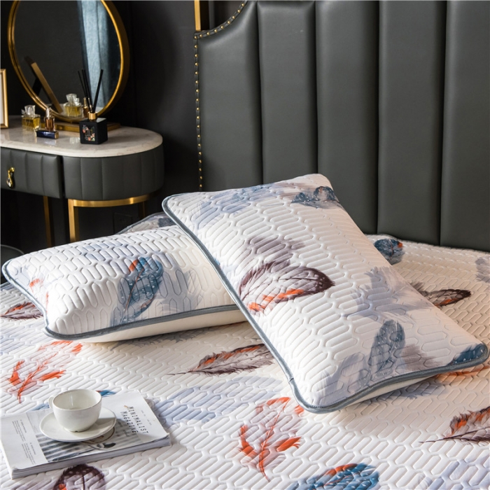 91家纺网 家纺一手货源 找家纺 威克凯丽 2021新款凉感丝印花乳胶凉席 羽翼-白