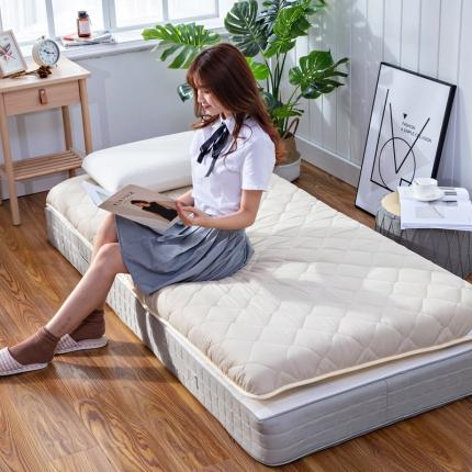 91家纺网 家纺一手货源 找家纺 美真 2020新款单人学生素色水洗棉床垫 米色