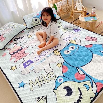 夏季空调软席三件套冰丝软席天丝凉席卡通软床垫子竹席藤席可机洗