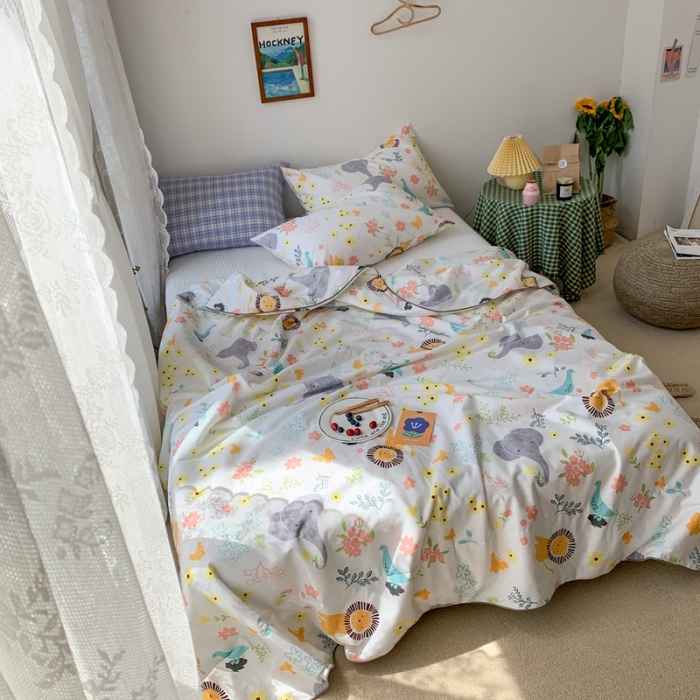 91家纺网 家纺一手货源 找家纺 时年家纺 2020新款40支全棉13372喷气羽丝夏被 丛林（白）