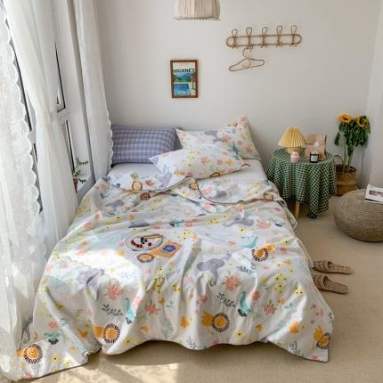 时年家纺 2020新款40支全棉13372喷气羽丝夏被 丛林（白）