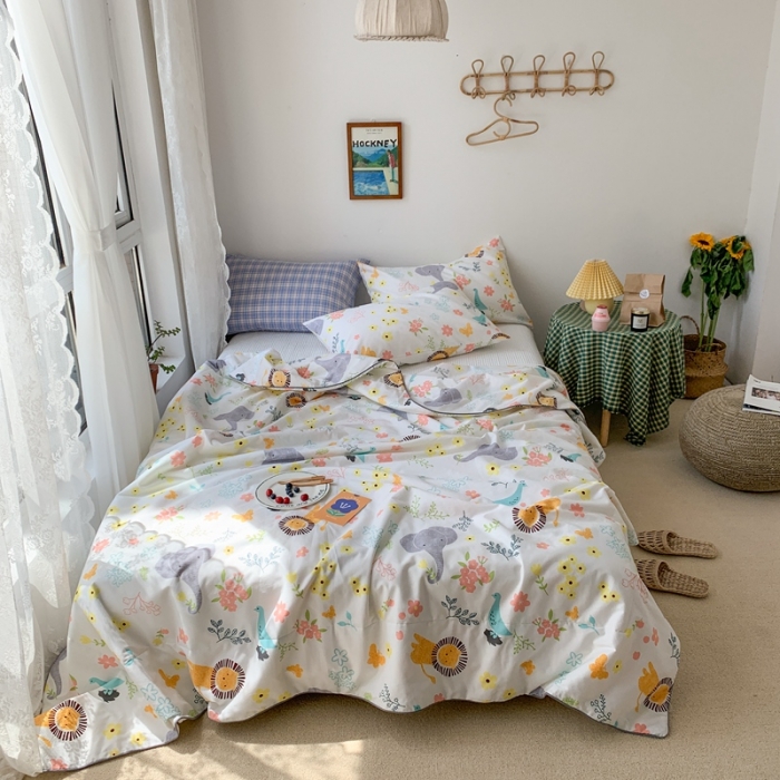 91家纺网 家纺一手货源 找家纺 时年家纺 2020新款40支全棉13372喷气羽丝夏被 丛林（白）