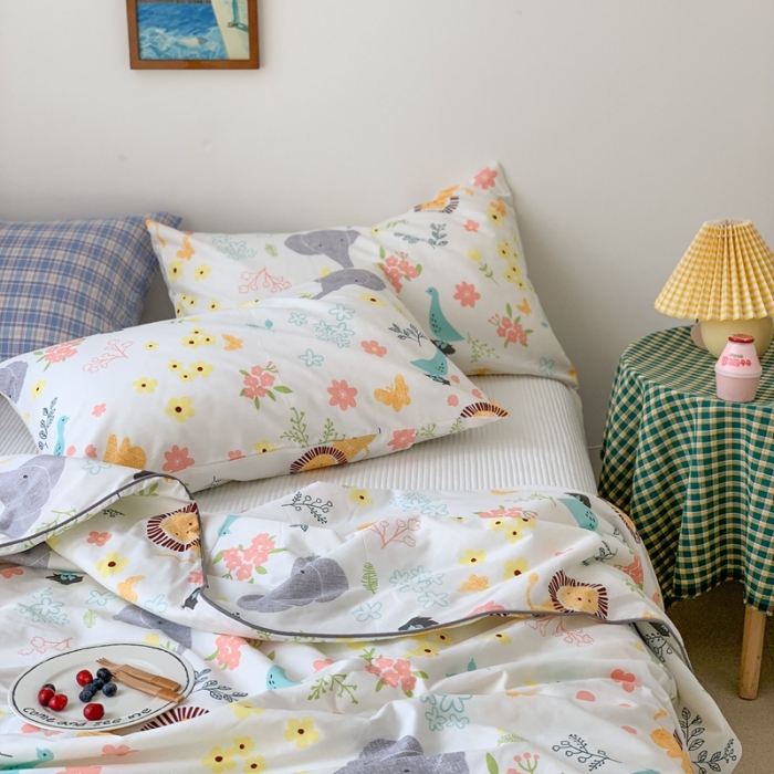 91家纺网 家纺一手货源 找家纺 时年家纺 2020新款40支全棉13372喷气羽丝夏被 丛林（白）