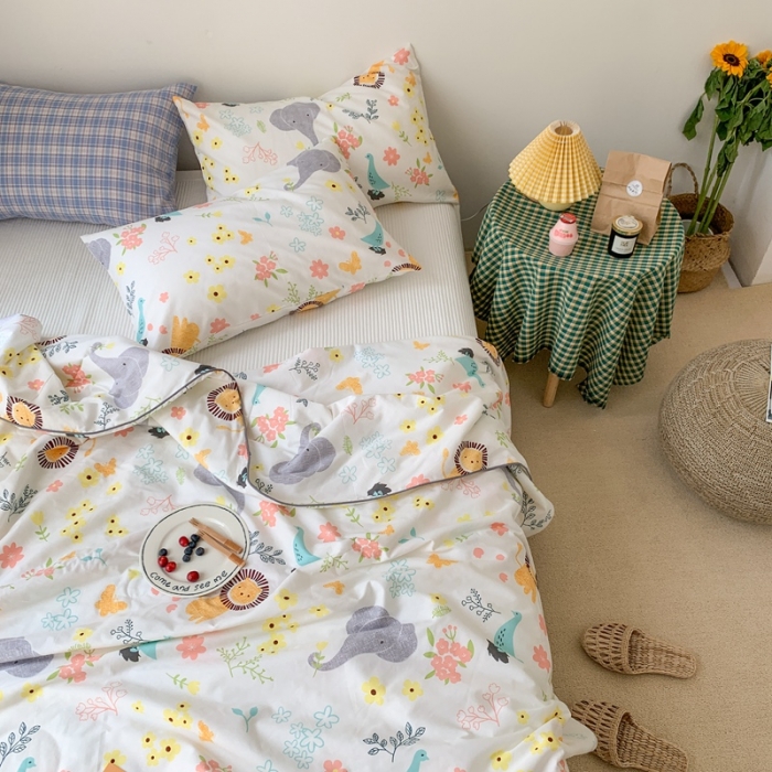 91家纺网 家纺一手货源 找家纺 时年家纺 2020新款40支全棉13372喷气羽丝夏被 丛林（白）