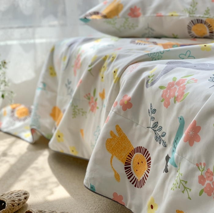 91家纺网 家纺一手货源 找家纺 时年家纺 2020新款40支全棉13372喷气羽丝夏被 丛林（白）