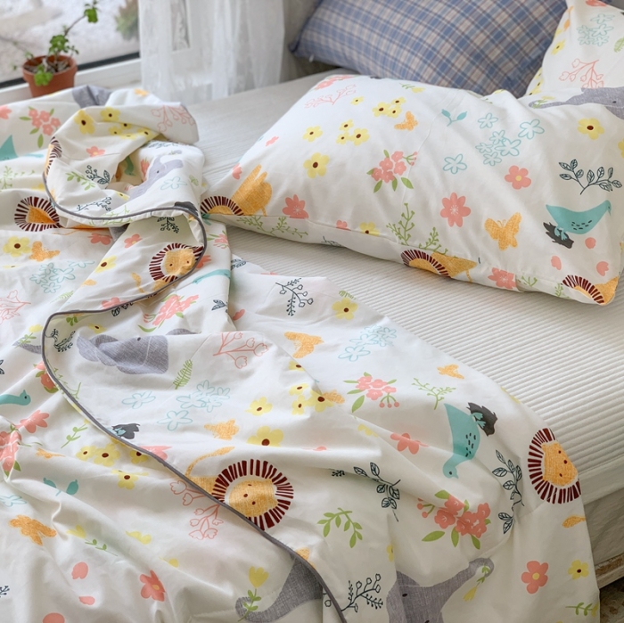 91家纺网 家纺一手货源 找家纺 时年家纺 2020新款40支全棉13372喷气羽丝夏被 丛林（白）