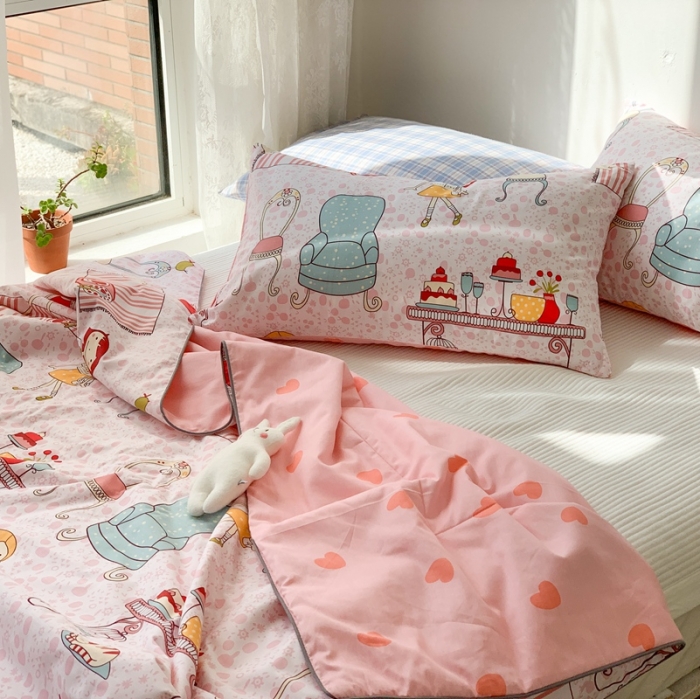 91家纺网 家纺一手货源 找家纺 时年家纺 2020新款40支全棉13372喷气羽丝夏被 公主日记