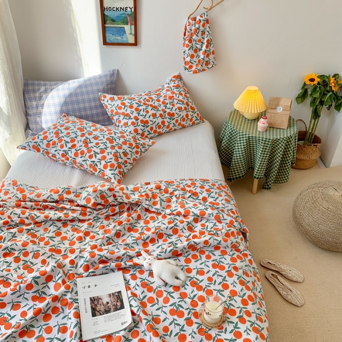 91家纺网 家纺一手货源 找家纺 时年家纺 2020新款40支全棉13372喷气羽丝夏被 橘子