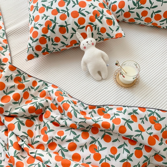 91家纺网 家纺一手货源 找家纺 时年家纺 2020新款40支全棉13372喷气羽丝夏被 橘子