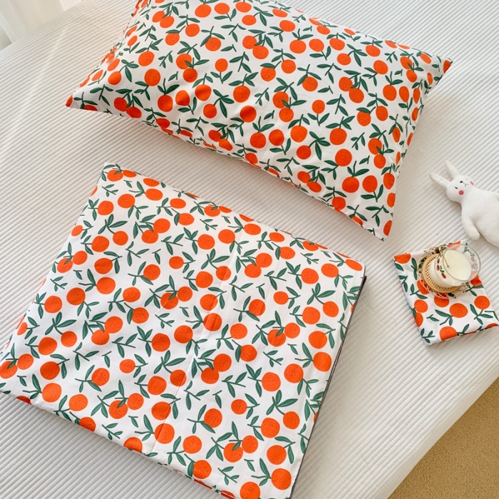 91家纺网 家纺一手货源 找家纺 时年家纺 2020新款40支全棉13372喷气羽丝夏被 橘子