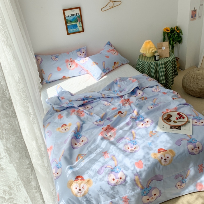 91家纺网 家纺一手货源 找家纺 时年家纺 2020新款40支全棉13372喷气羽丝夏被 可爱兔兔