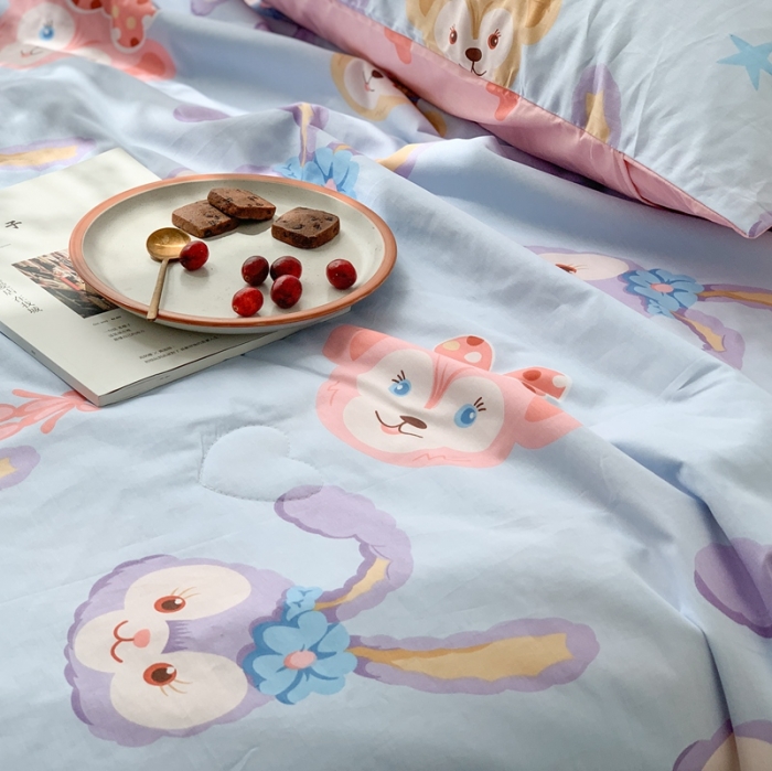 91家纺网 家纺一手货源 找家纺 时年家纺 2020新款40支全棉13372喷气羽丝夏被 可爱兔兔