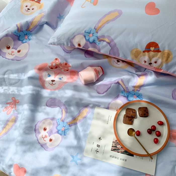 91家纺网 家纺一手货源 找家纺 时年家纺 2020新款40支全棉13372喷气羽丝夏被 可爱兔兔