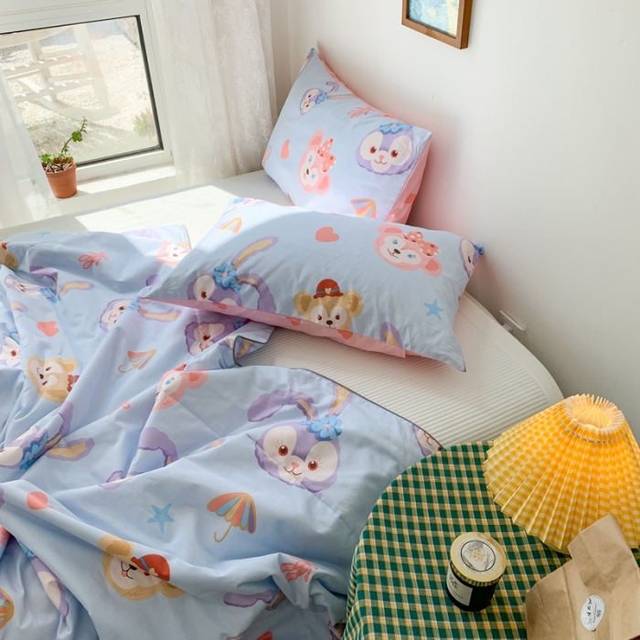 91家纺网 家纺一手货源 找家纺 时年家纺 2020新款40支全棉13372喷气羽丝夏被 可爱兔兔