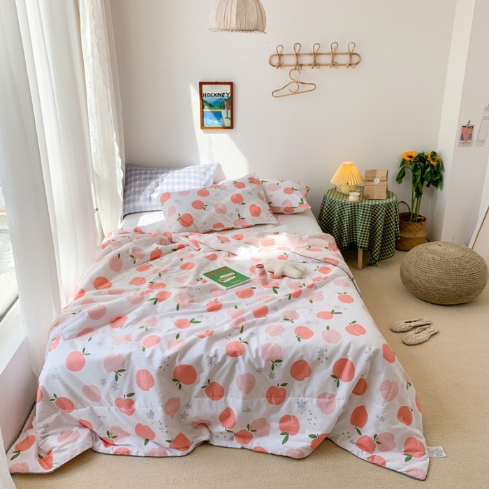 91家纺网 家纺一手货源 找家纺 时年家纺 2020新款40支全棉13372喷气羽丝夏被 水蜜桃