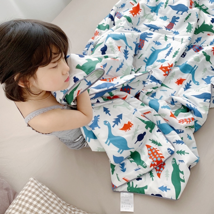 91家纺网 家纺一手货源 找家纺 时年家纺 2020新款40支全棉13372喷气羽丝夏被 小小恐龙