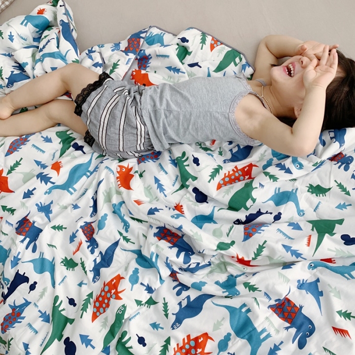 91家纺网 家纺一手货源 找家纺 时年家纺 2020新款40支全棉13372喷气羽丝夏被 小小恐龙