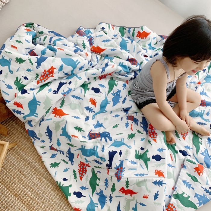 91家纺网 家纺一手货源 找家纺 时年家纺 2020新款40支全棉13372喷气羽丝夏被 小小恐龙